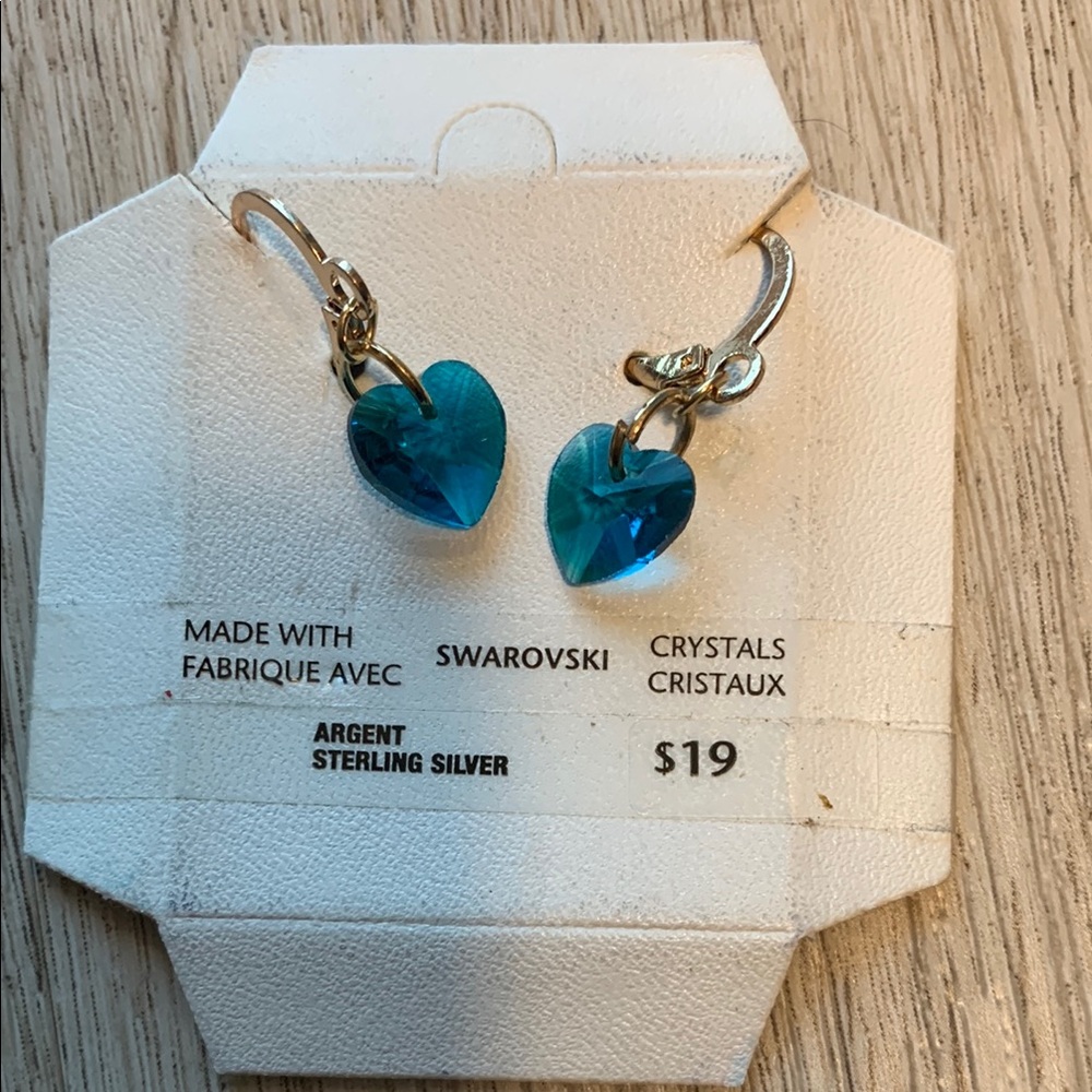 Swarovski Blue Heart Crystal Earrings